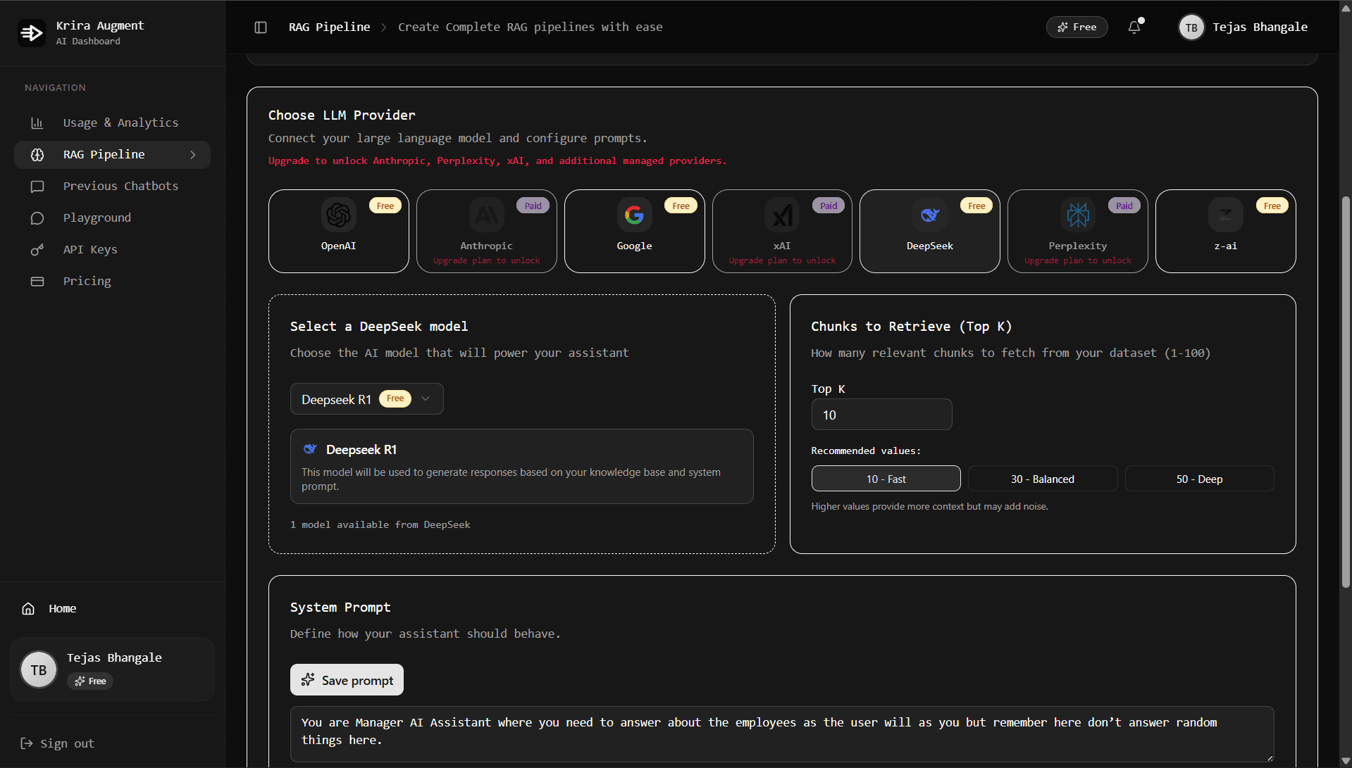 Krira Dashboard Dark