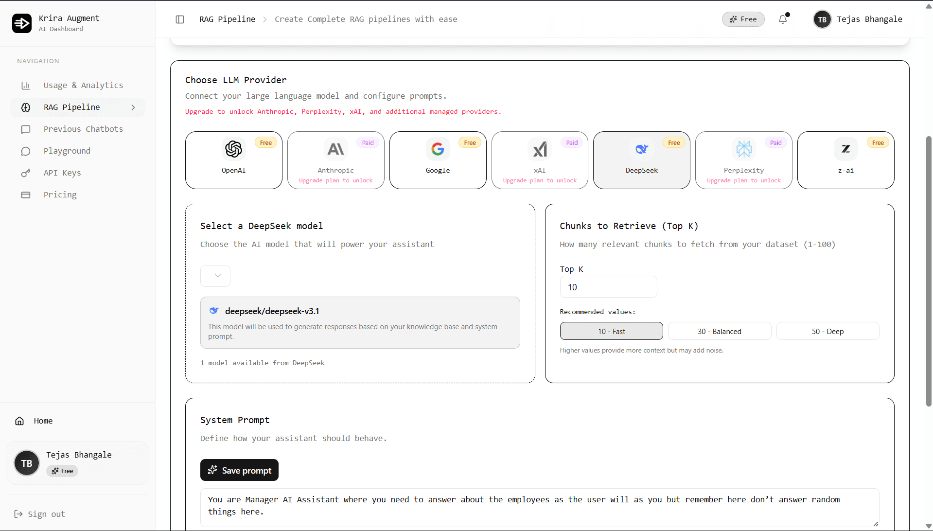 Krira Dashboard Light